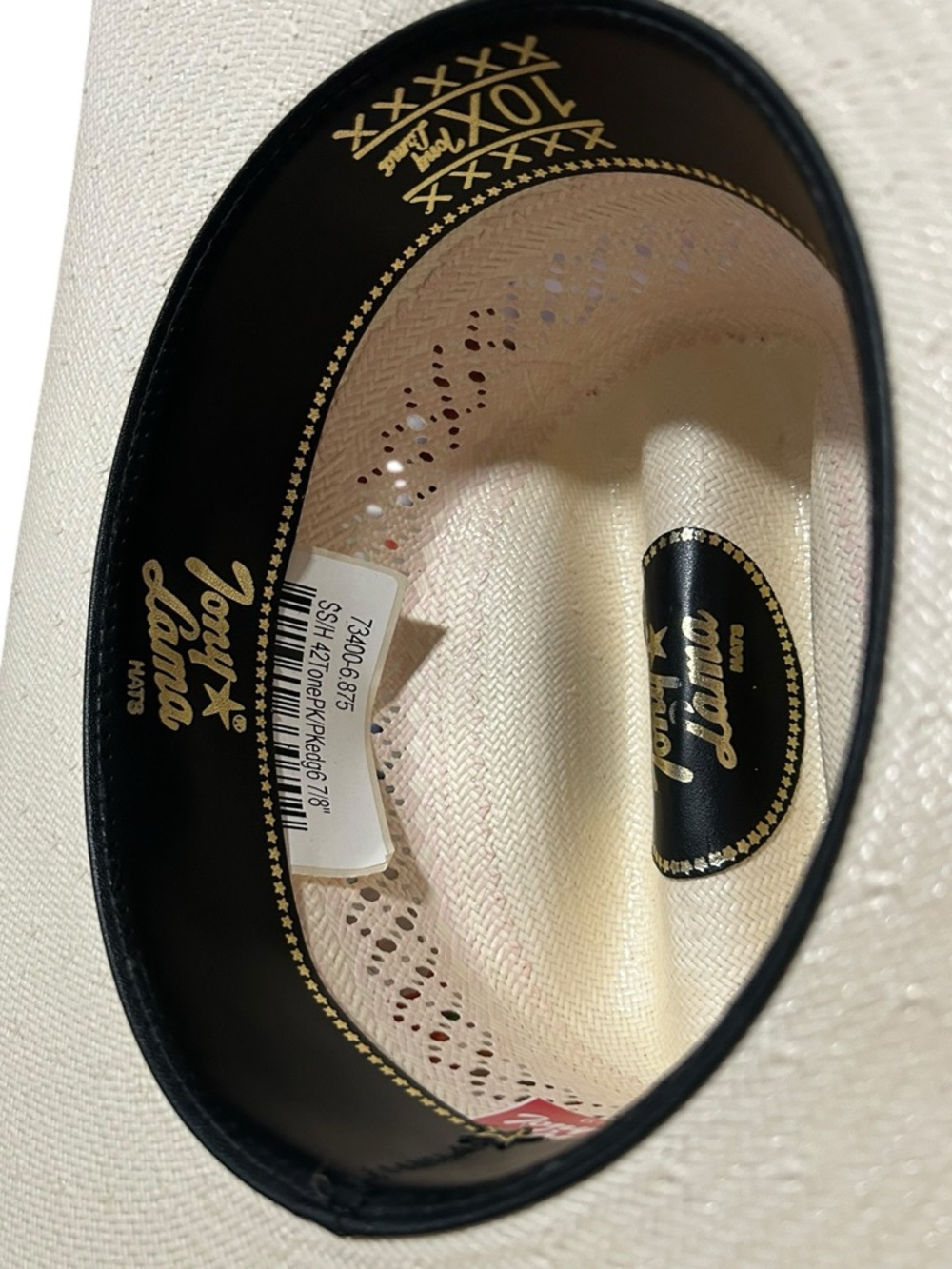 Tony Lama Straw Cowboy Hat with Pink Trim - Picture 8 of 10